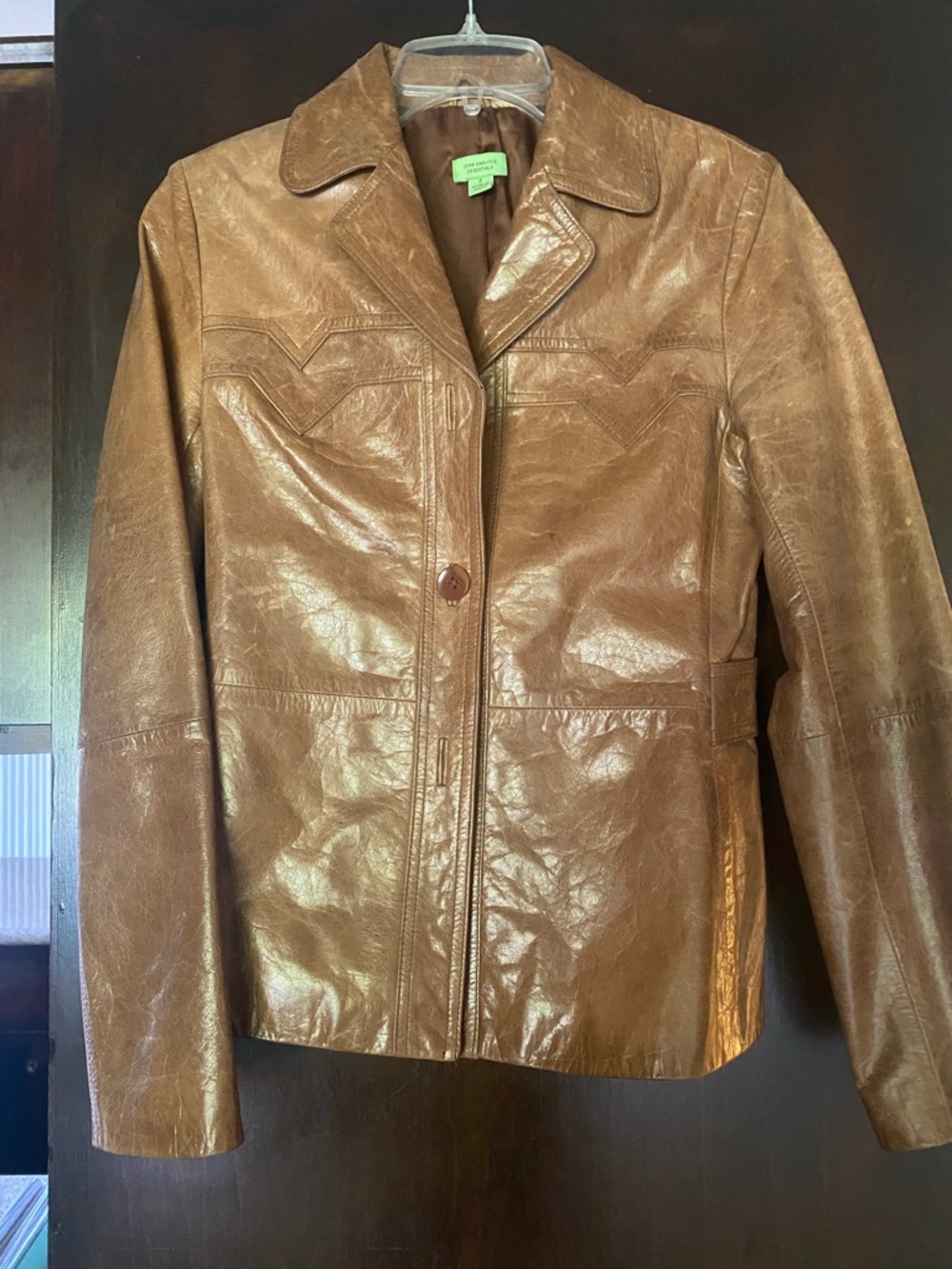 Carlisle Women's Tan-Brown Leather Button-Front Jacket